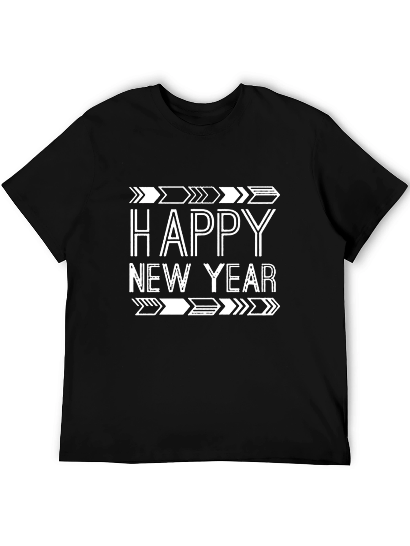 Happy New Year Graphic Print Black T-Shirt