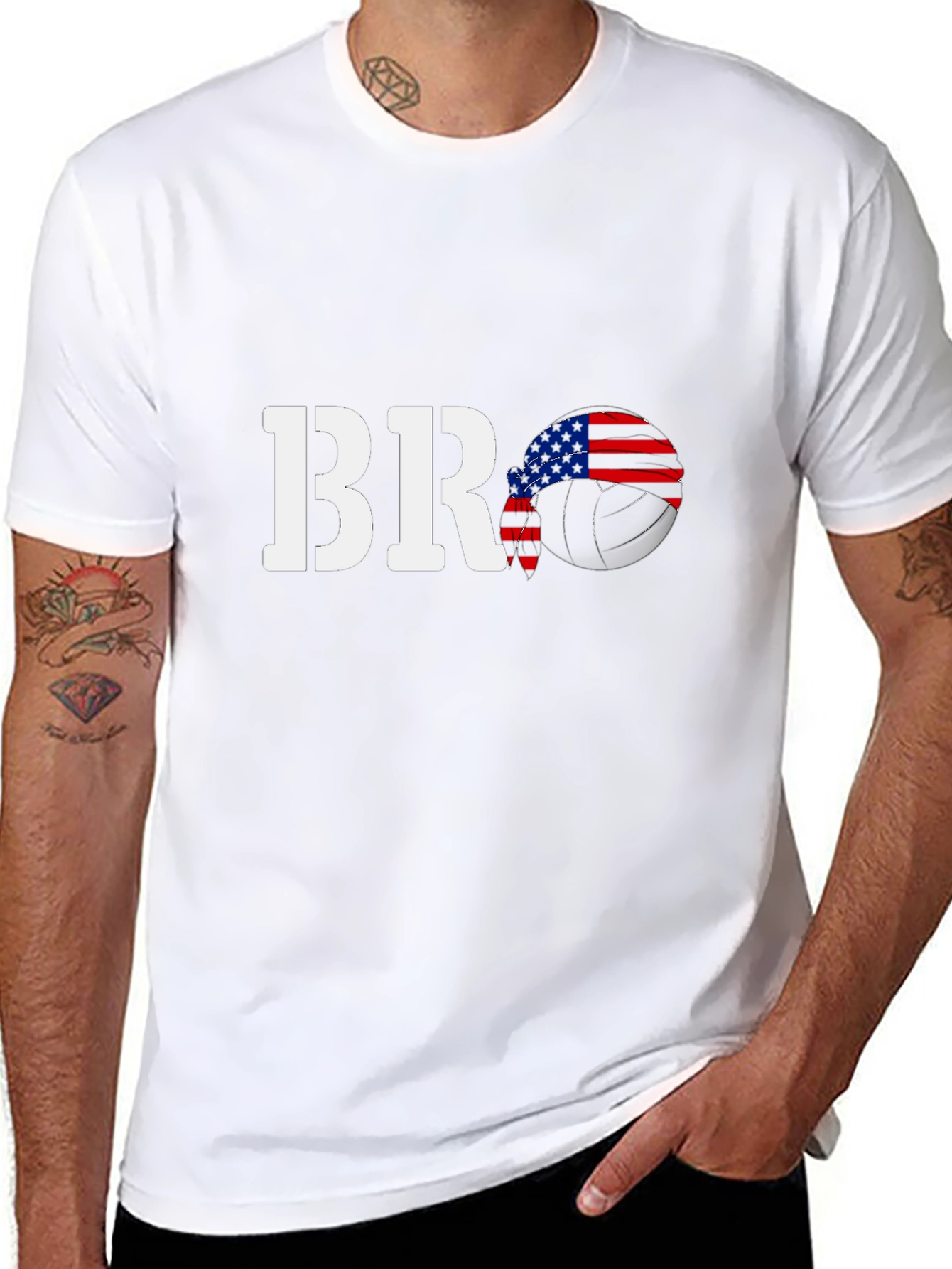 BRO Volleyball USA Flag T-Shirt