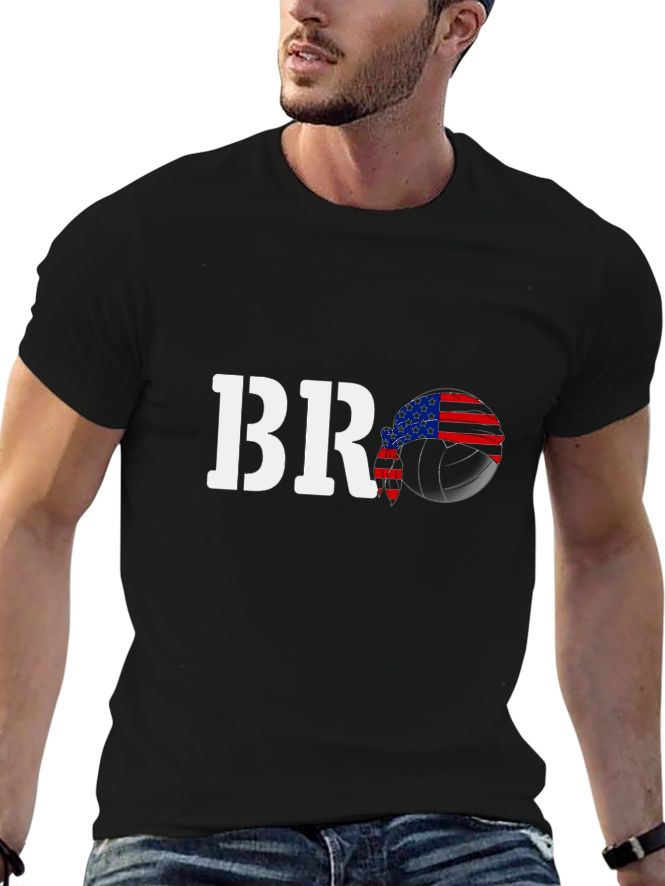 BRO Volleyball USA Flag T-Shirt
