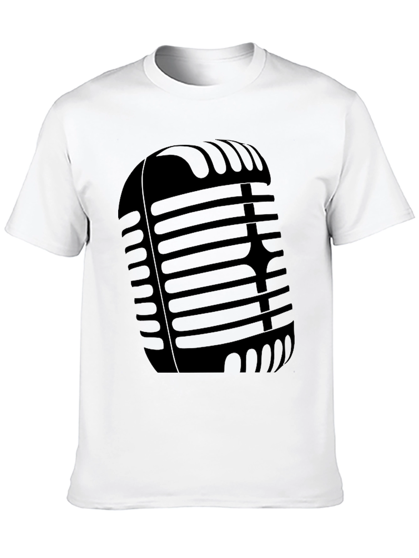 Retro Microphone Graphic Tee - Classic Black T-Shirt
