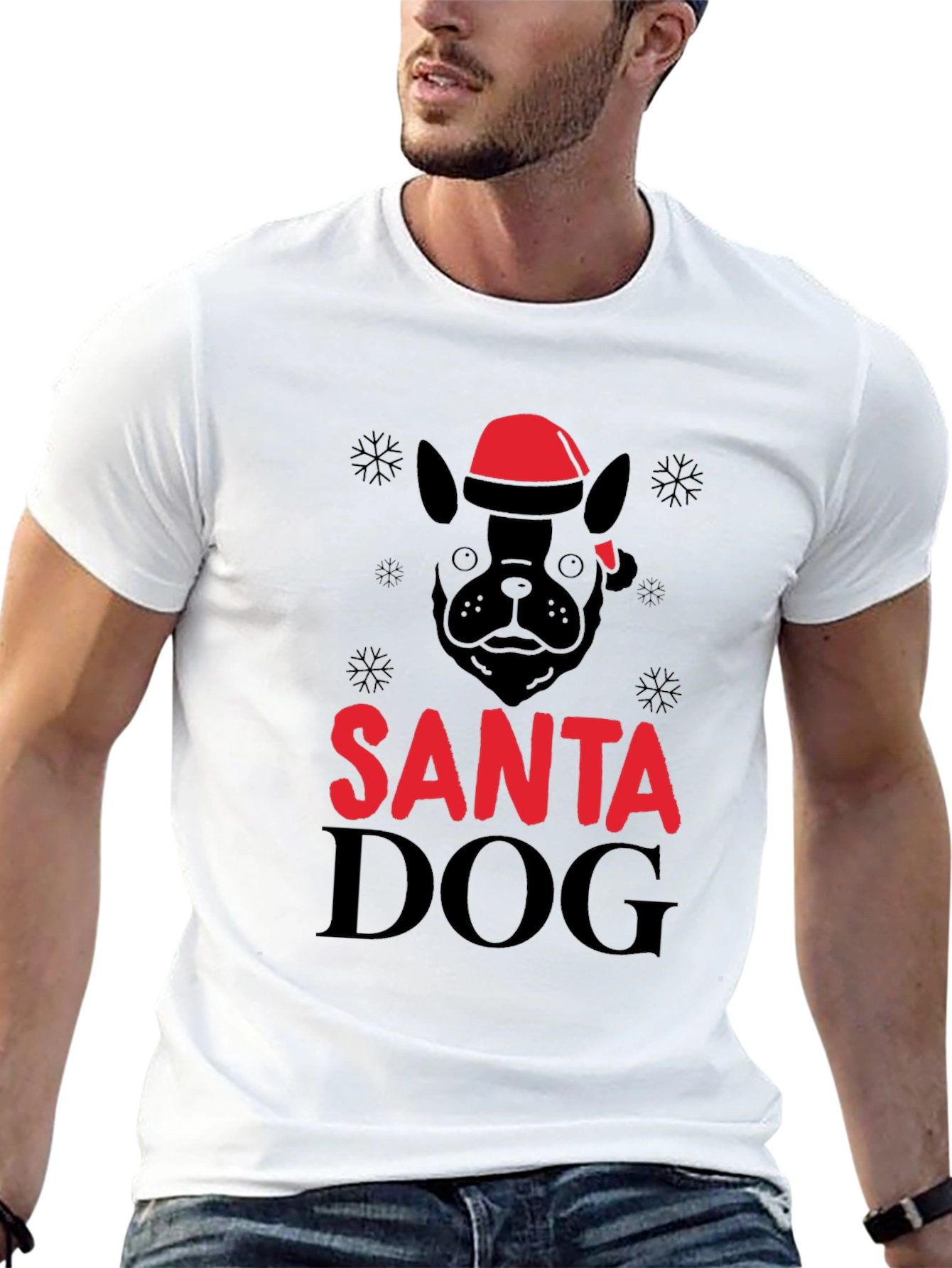 Santa Dog Graphic T-Shirt