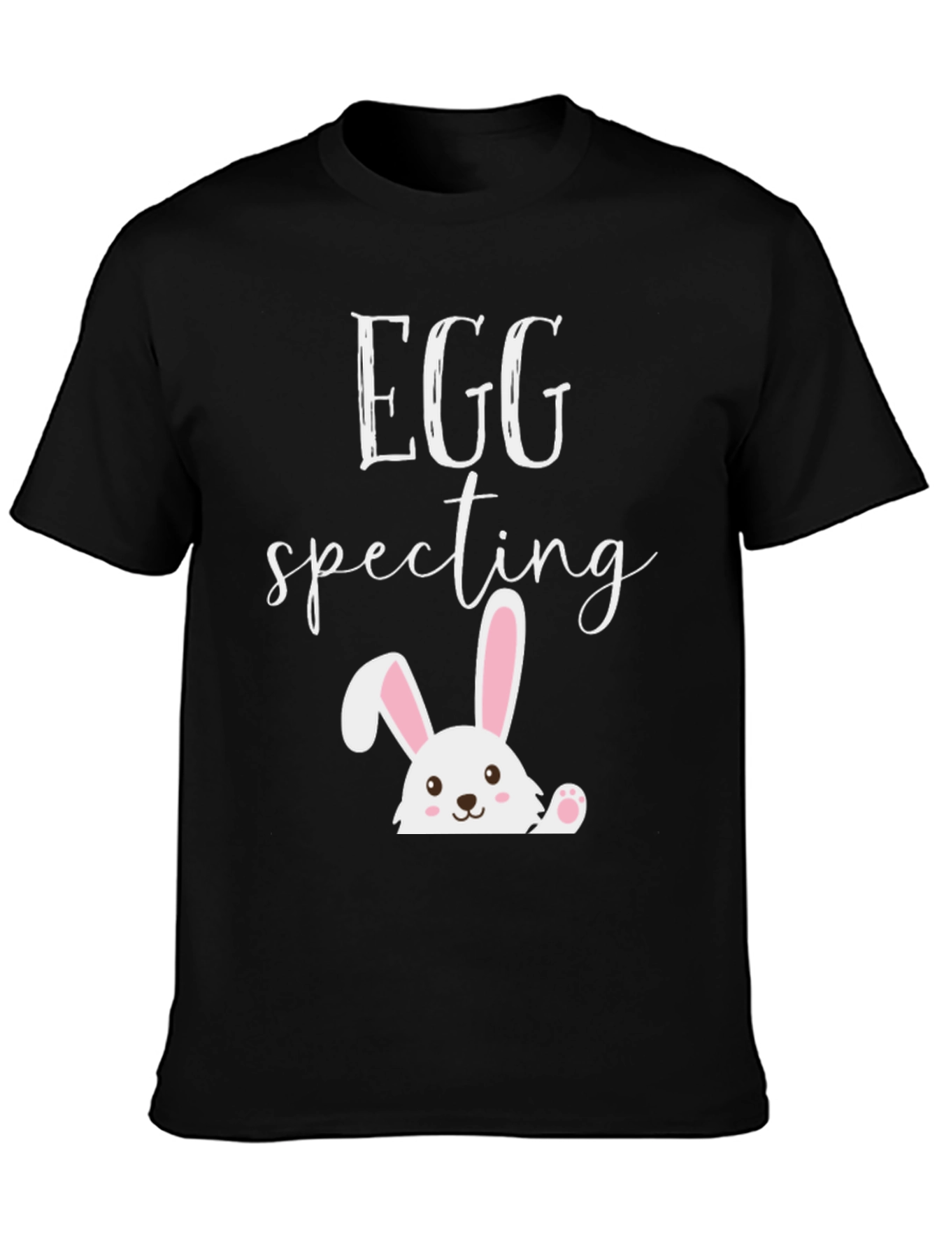 Eggspecting Easter Bunny Black Graphic T-Shirt