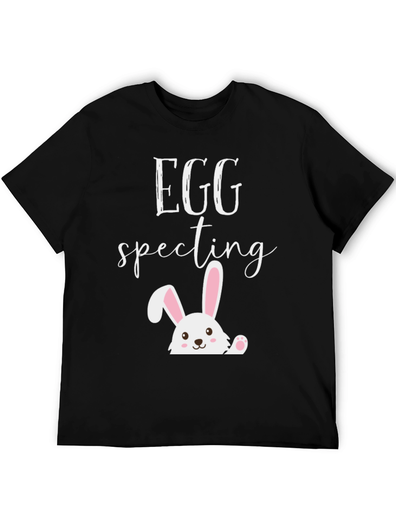 Eggspecting Easter Bunny Black Graphic T-Shirt