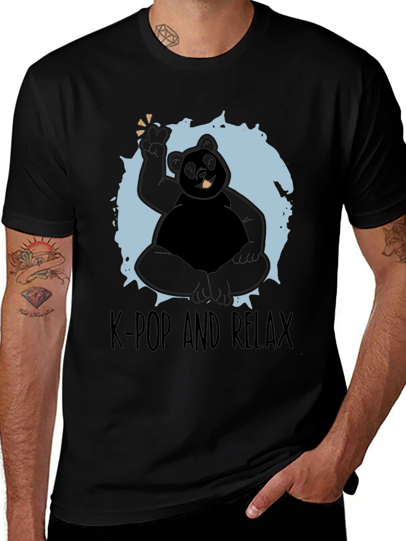 K-Pop and Relax T-Shirt - Panda Design