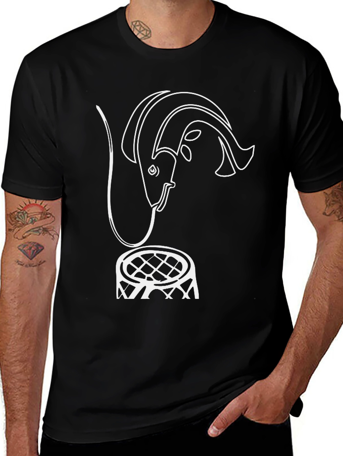 Fish & Net Graphic T-Shirt