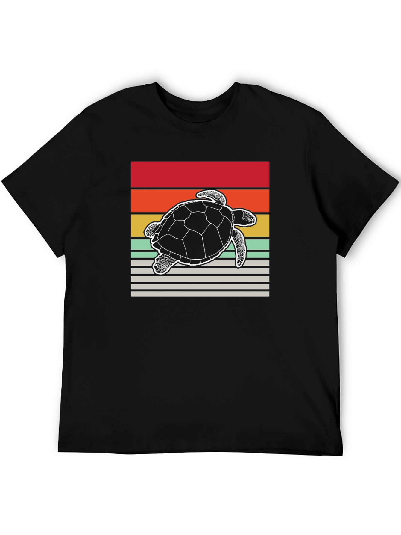 Retro Turtle Graphic Tee - Black Cotton Blend