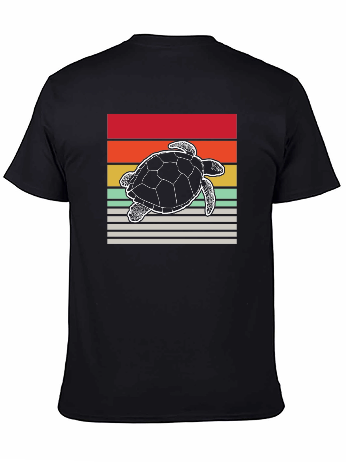 Retro Turtle Graphic Tee - Black Cotton Blend