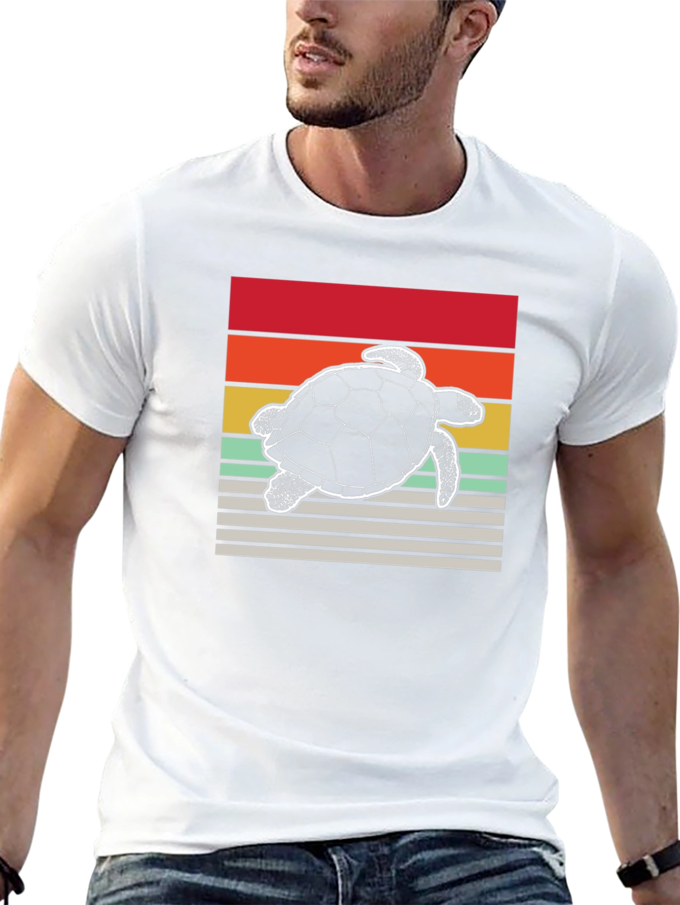 Retro Turtle Graphic Tee - Black Cotton Blend