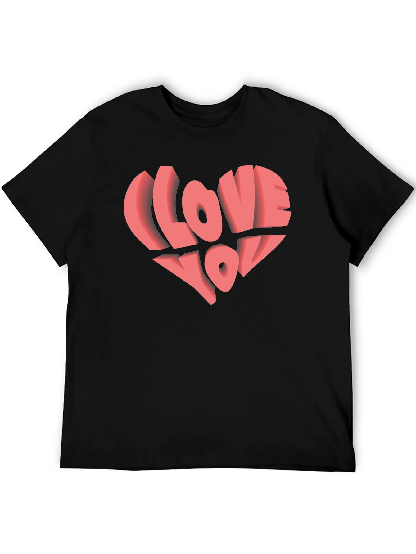 I Love You Heart Graphic Black T-Shirt