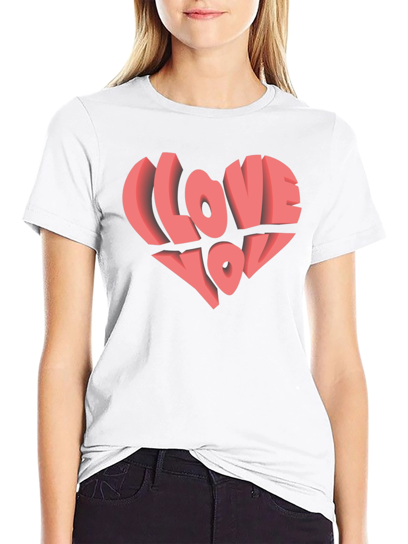 I Love You Heart Graphic Black T-Shirt