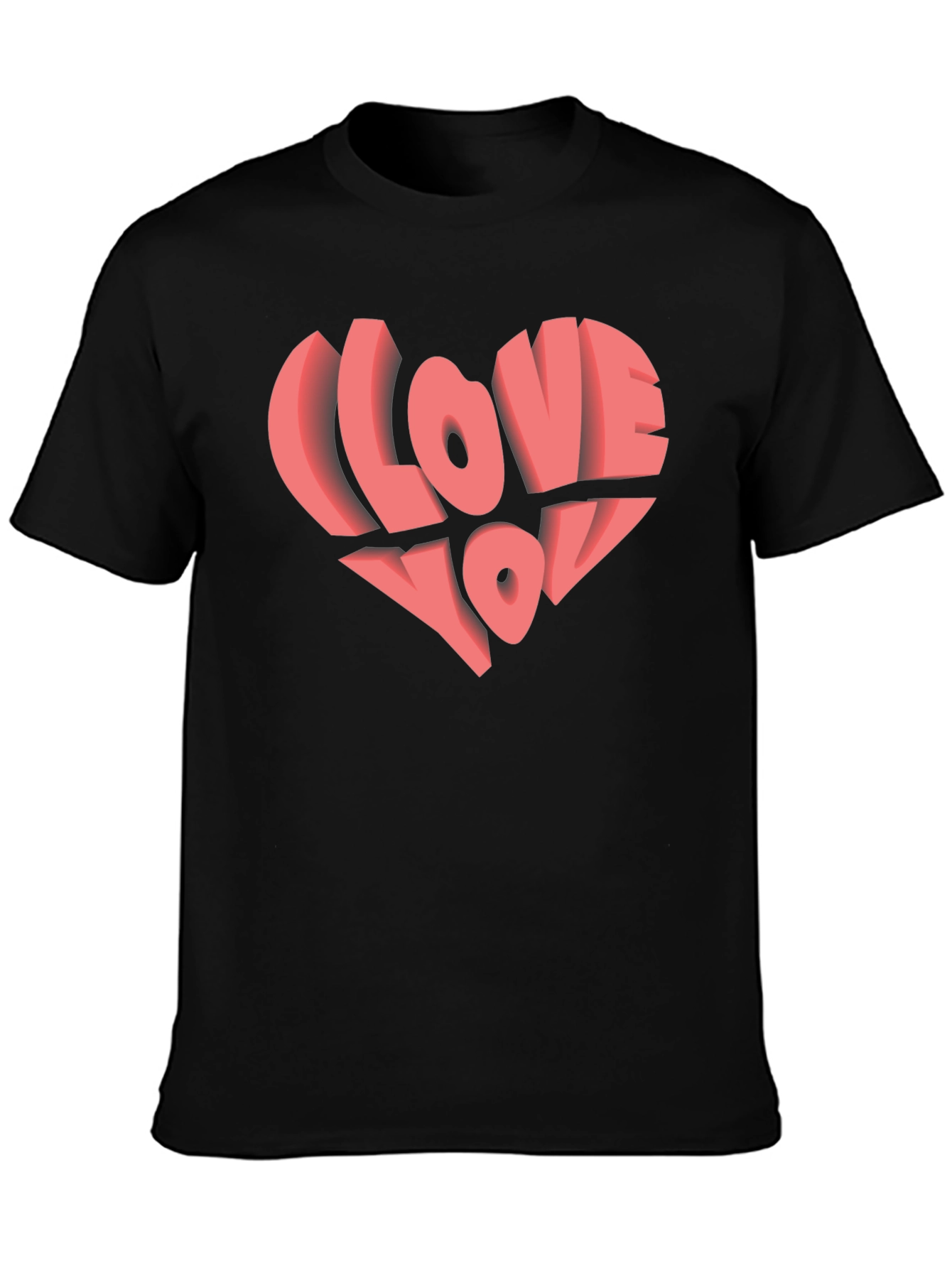 I Love You Heart Graphic Black T-Shirt