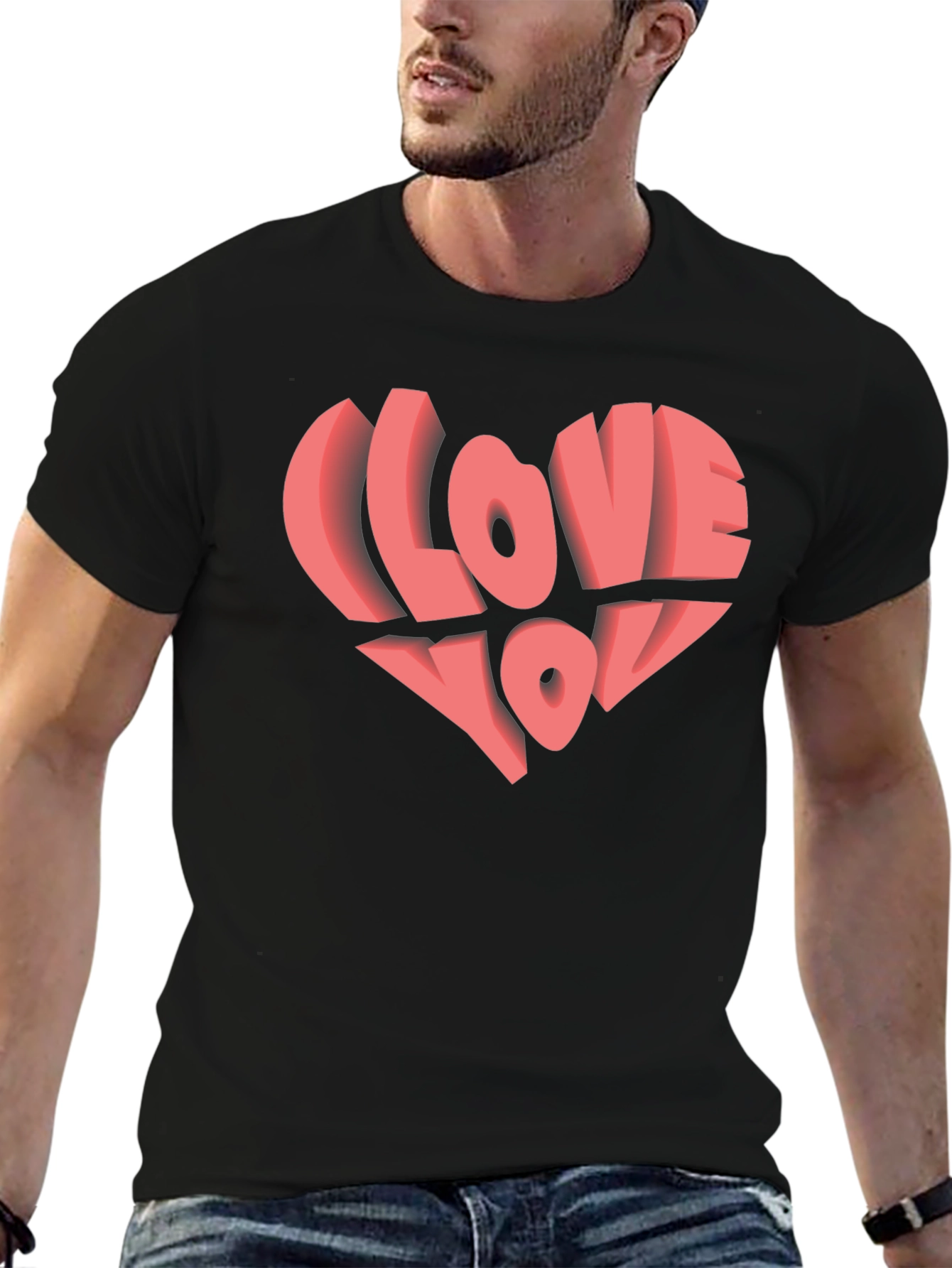 I Love You Heart Graphic Black T-Shirt
