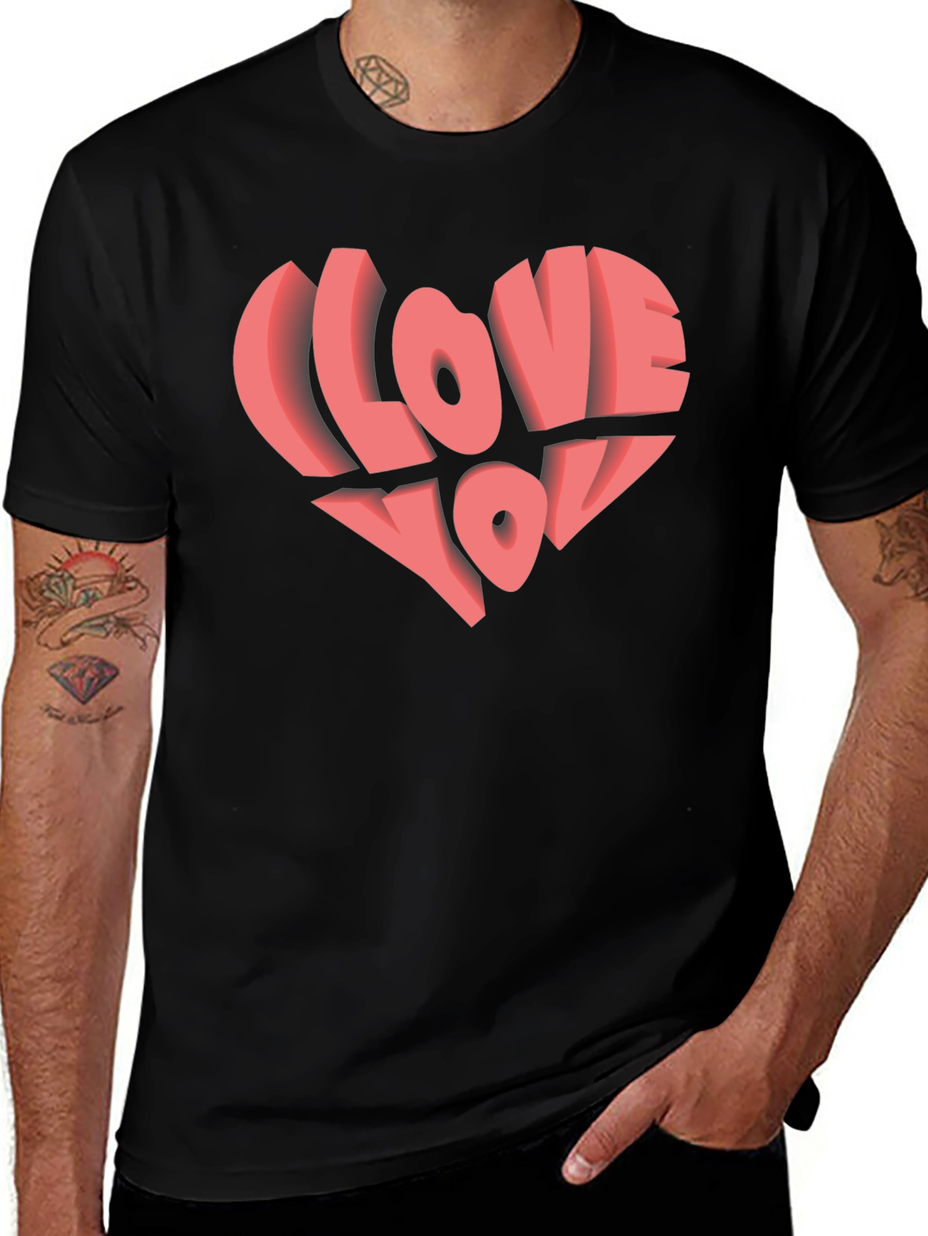 I Love You Heart Graphic Black T-Shirt