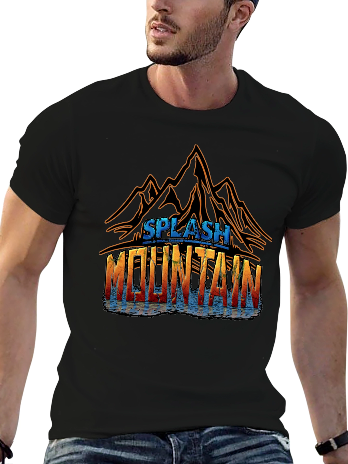 Splash Mountain Graphic Tee - Black Cotton Blend