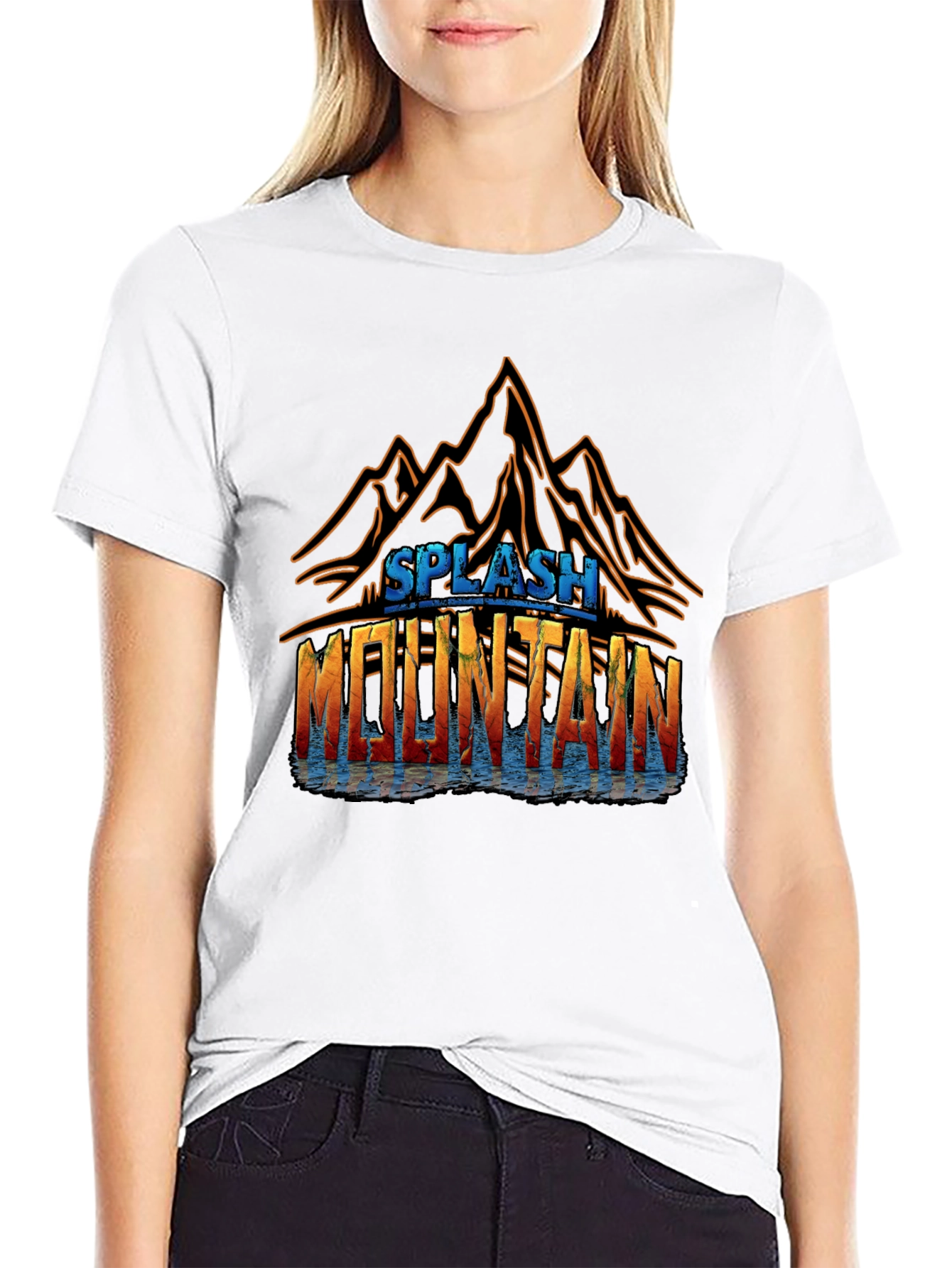 Splash Mountain Graphic Tee - Black Cotton Blend