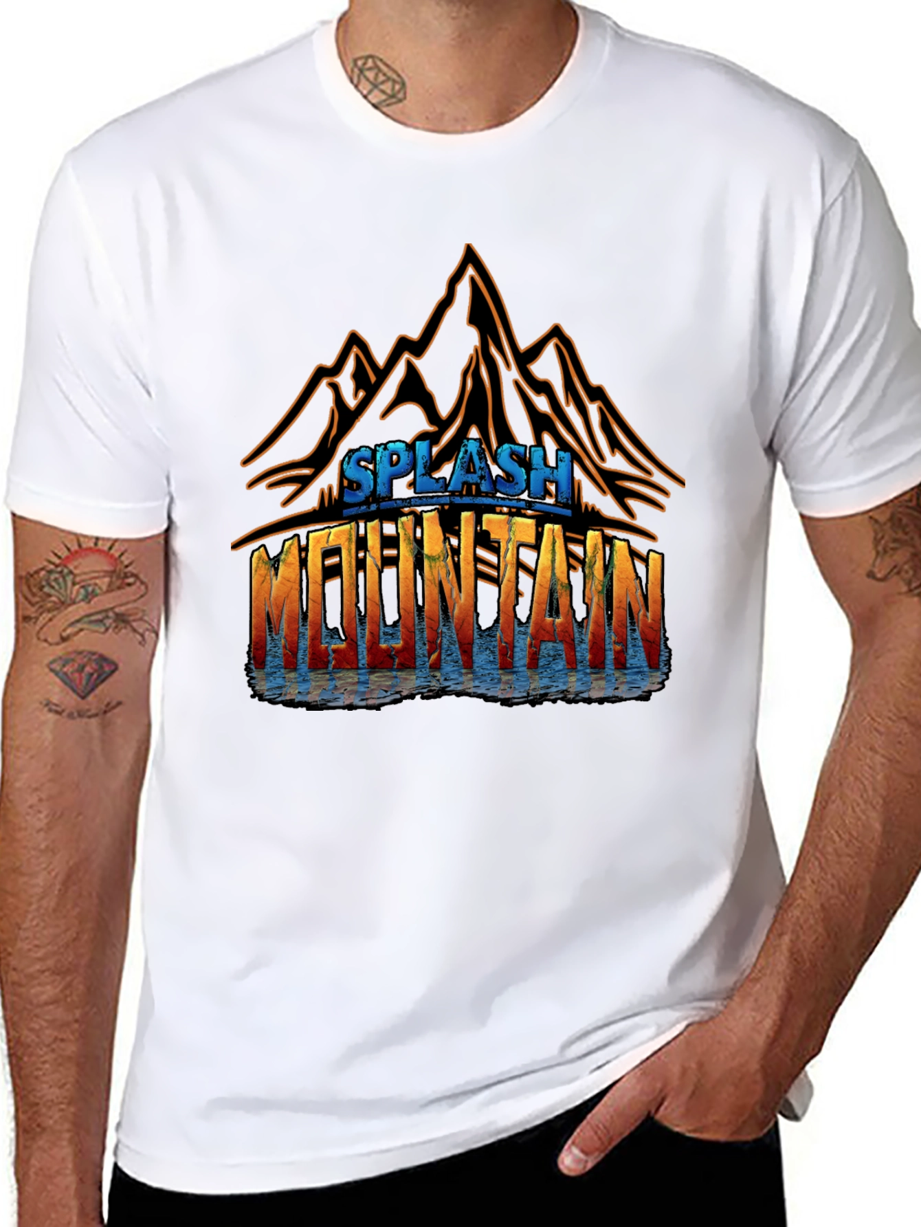 Splash Mountain Graphic Tee - Black Cotton Blend