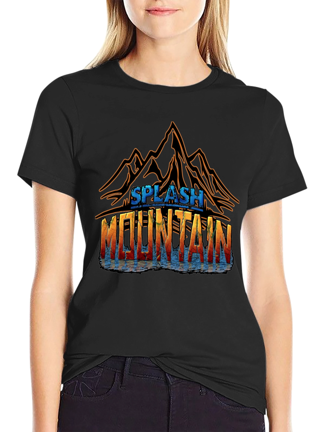Splash Mountain Graphic Tee - Black Cotton Blend