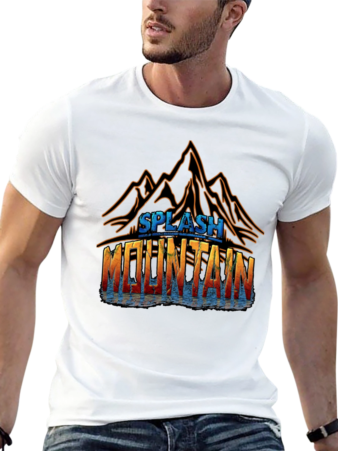 Splash Mountain Graphic Tee - Black Cotton Blend