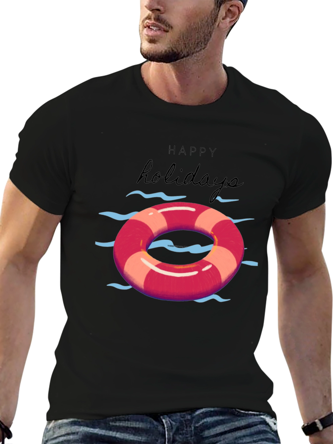 Happy Holidays Life Preserver Graphic Tee