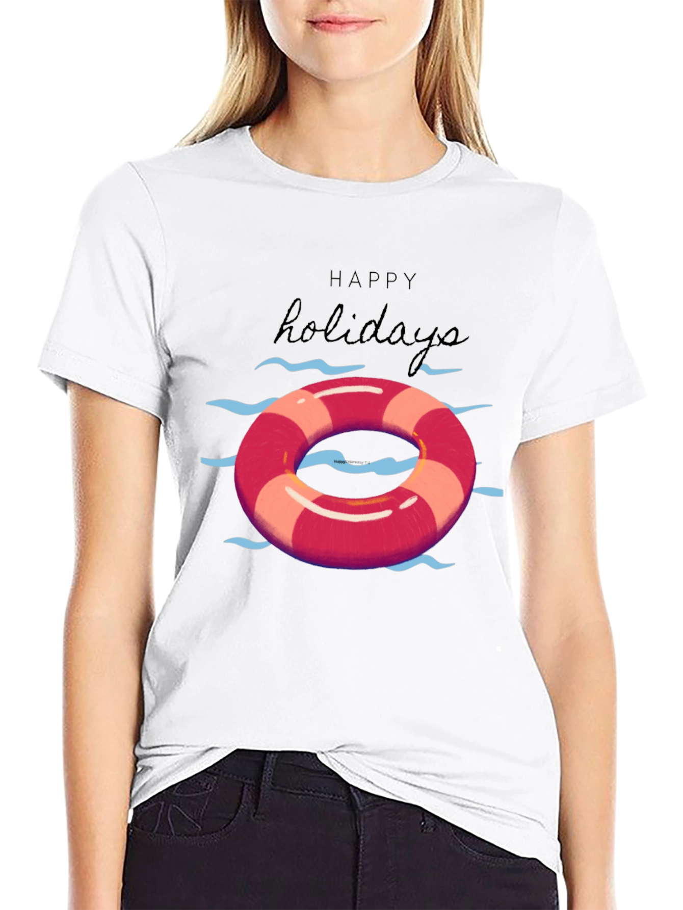 Happy Holidays Life Preserver Graphic Tee