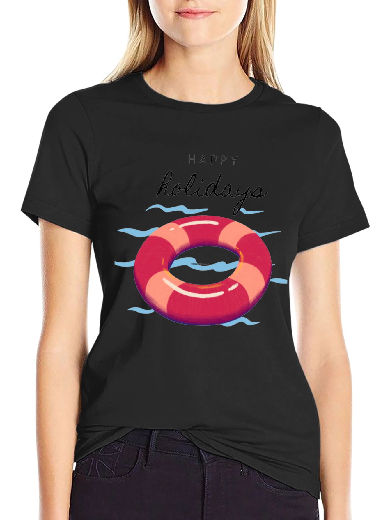 Happy Holidays Life Preserver Graphic Tee