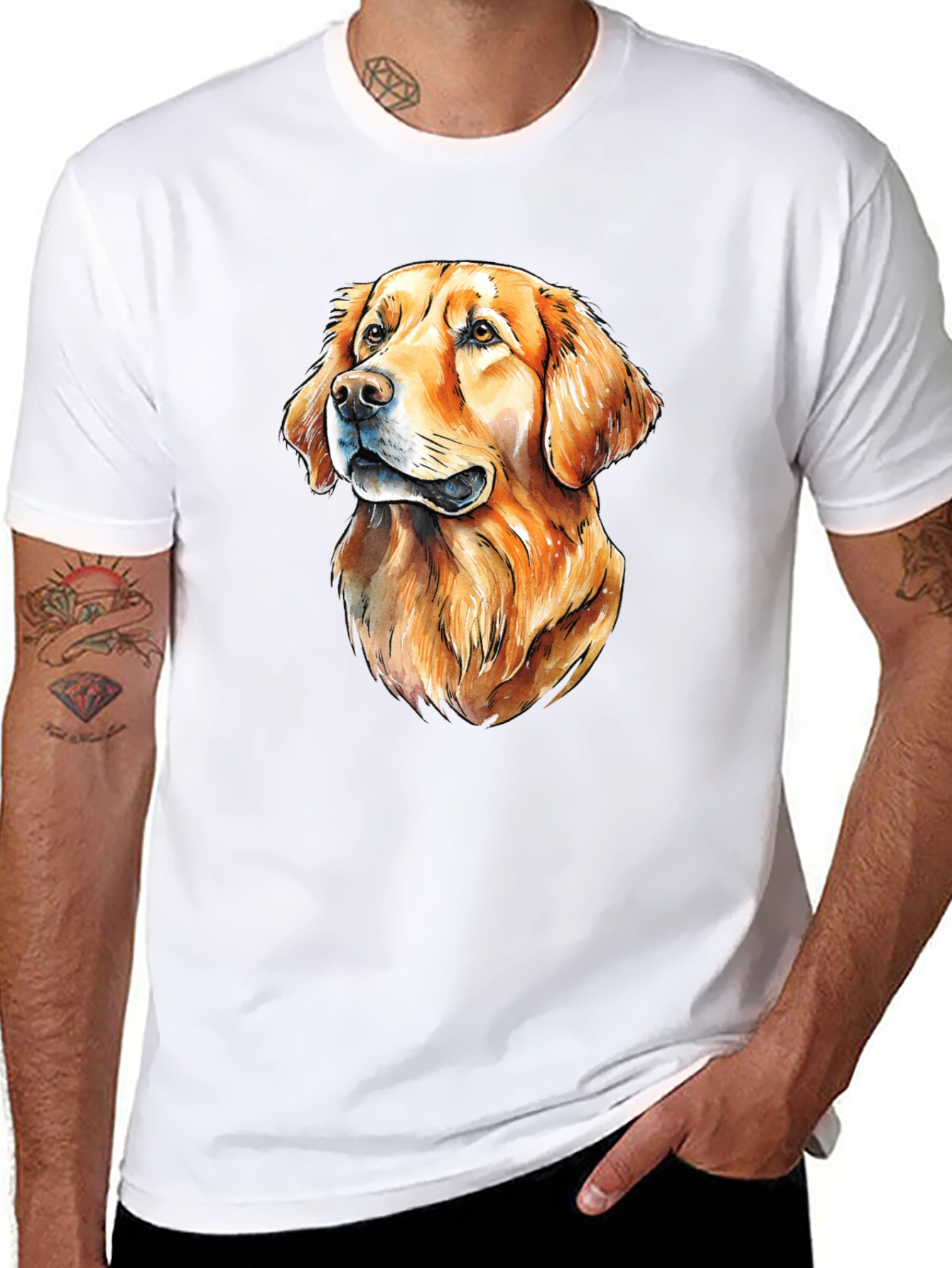 Golden Retriever Dog Graphic Tee - Black T-Shirt