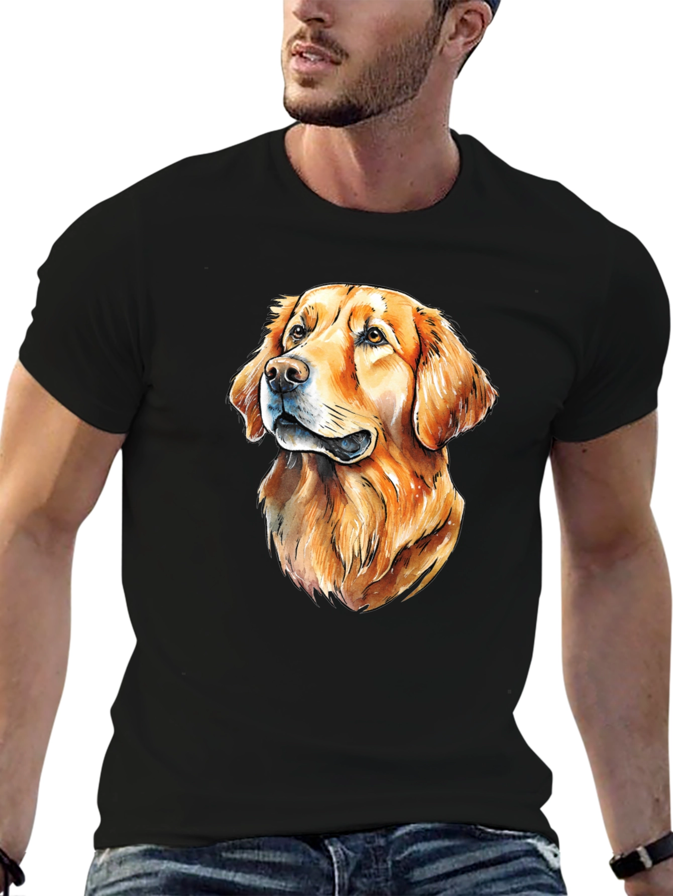 Golden Retriever Dog Graphic Tee - Black T-Shirt