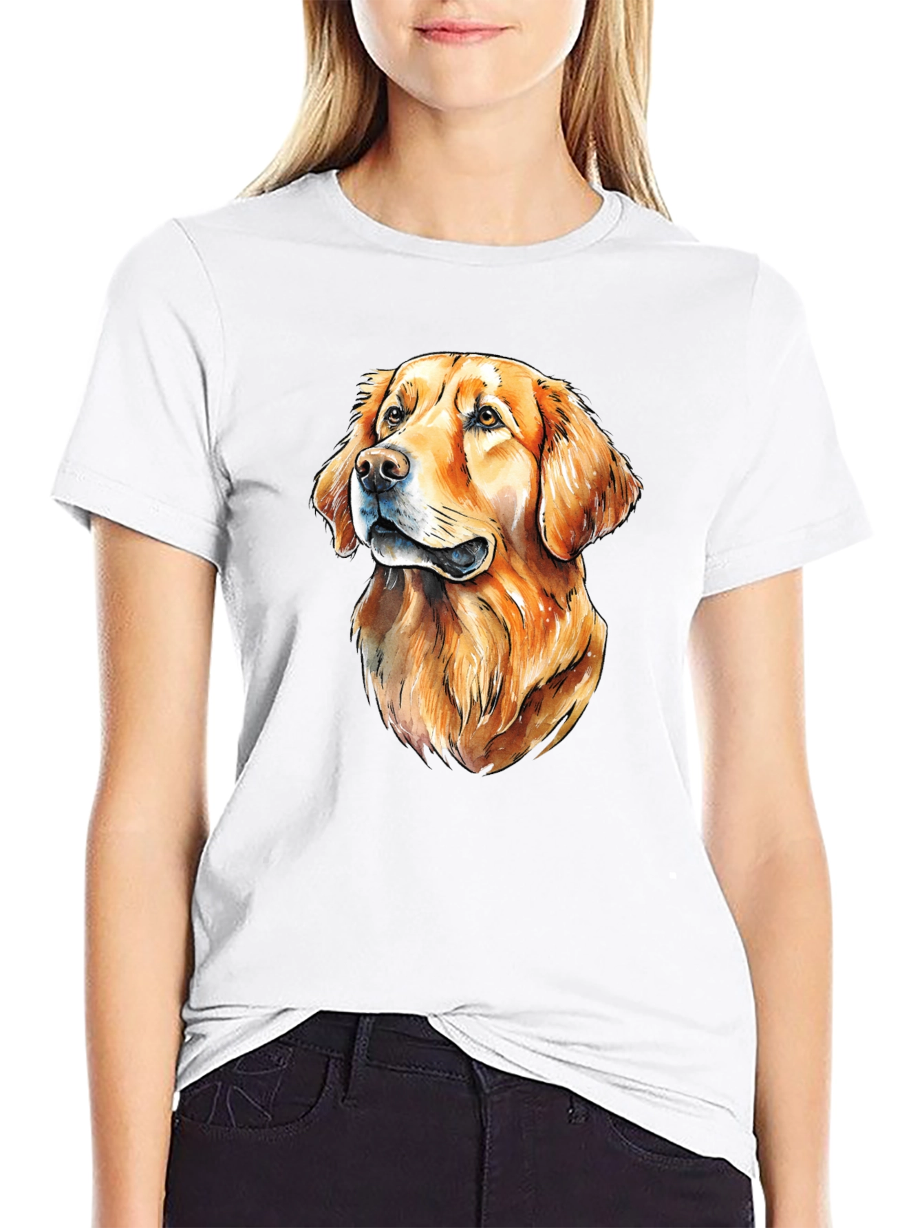 Golden Retriever Dog Graphic Tee - Black T-Shirt