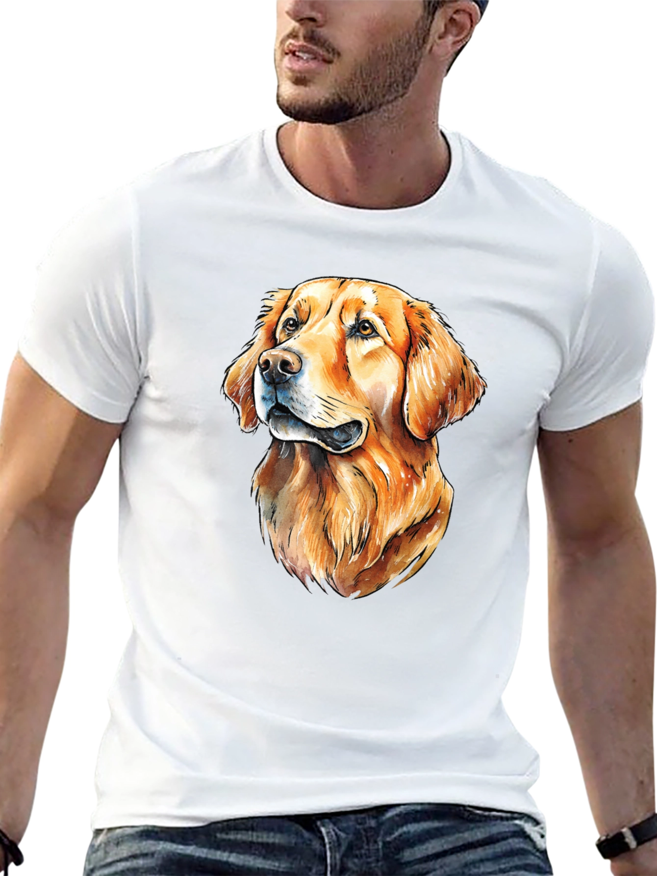 Golden Retriever Dog Graphic Tee - Black T-Shirt