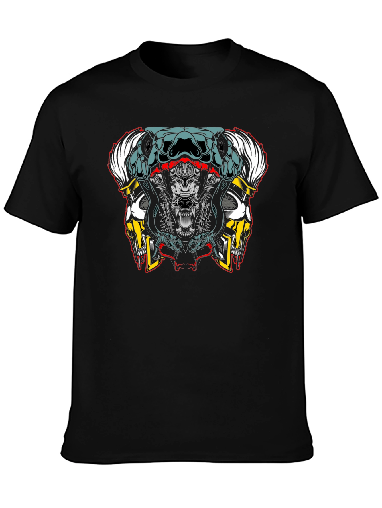 Wolf Snake Skull Graphic Tee