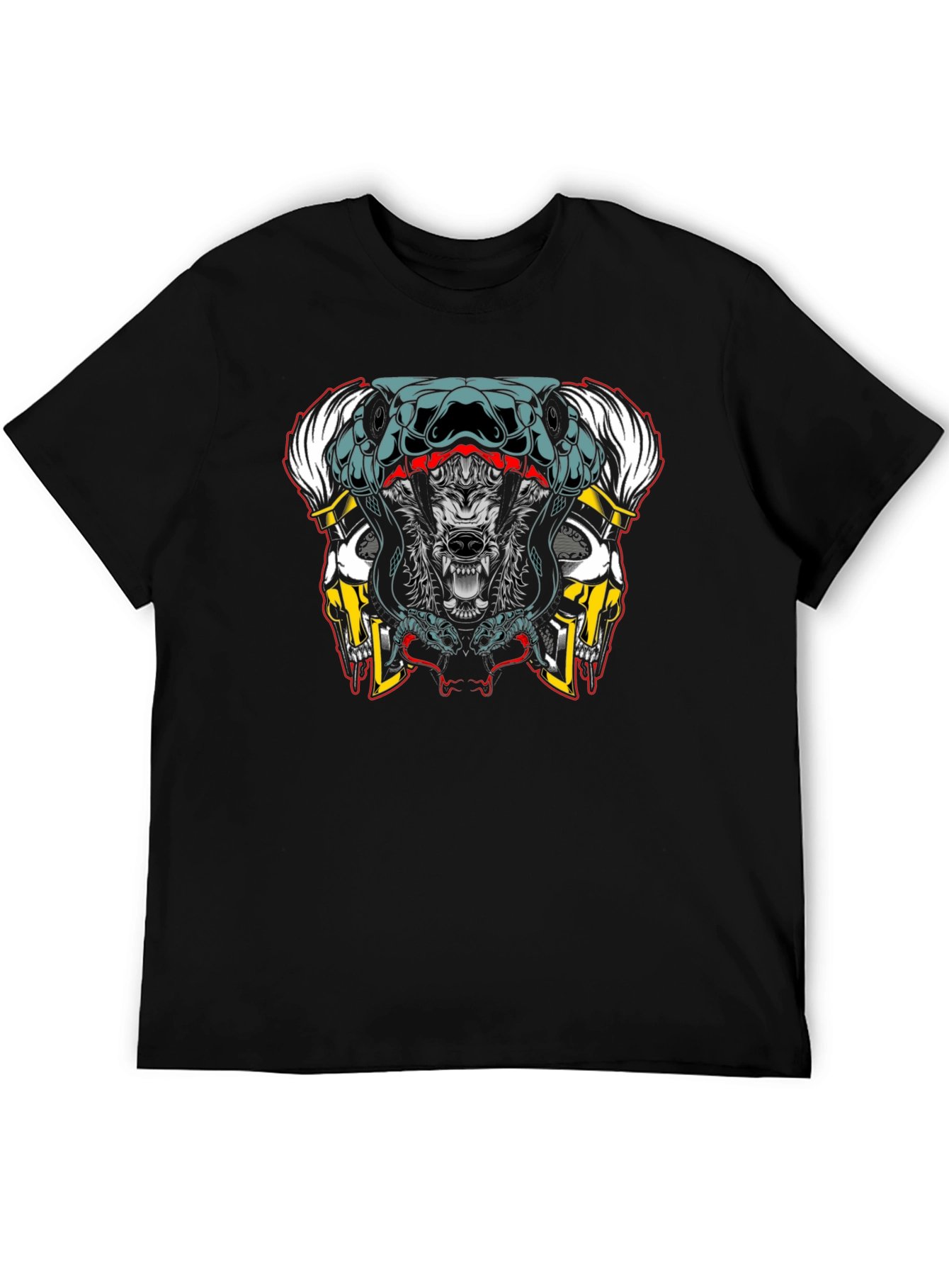 Wolf Snake Skull Graphic Tee