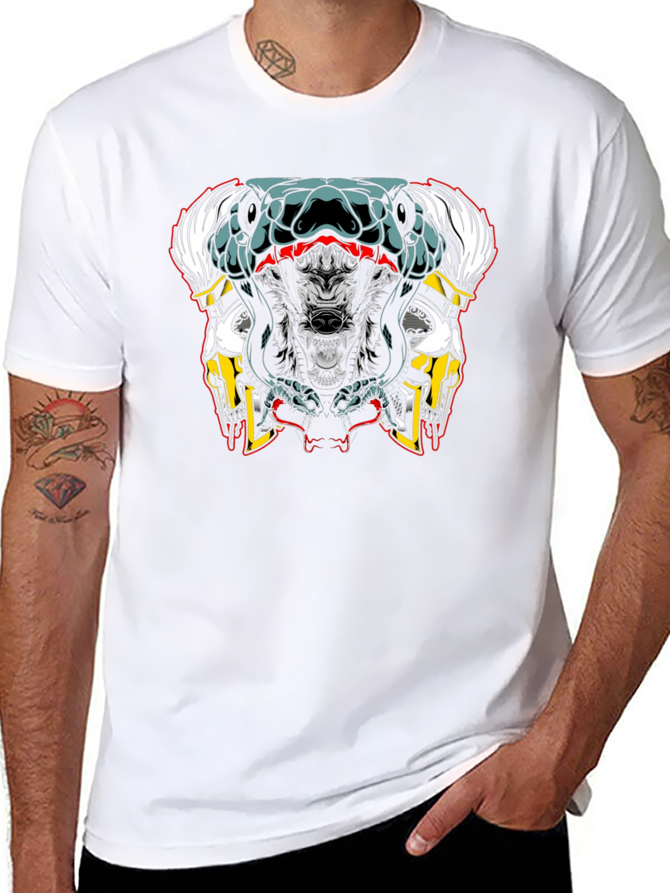 Wolf Snake Skull Graphic Tee