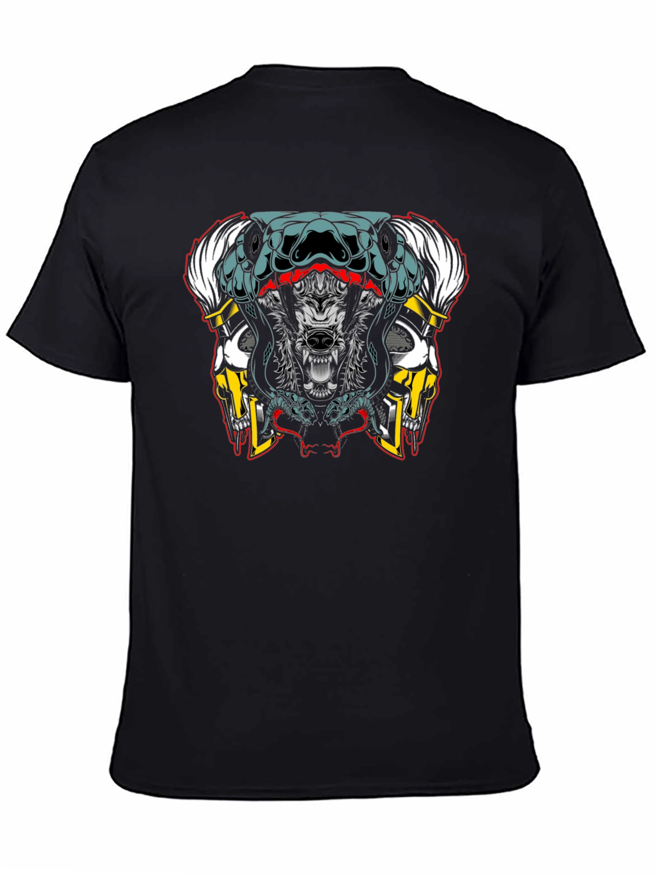 Wolf Snake Skull Graphic Tee