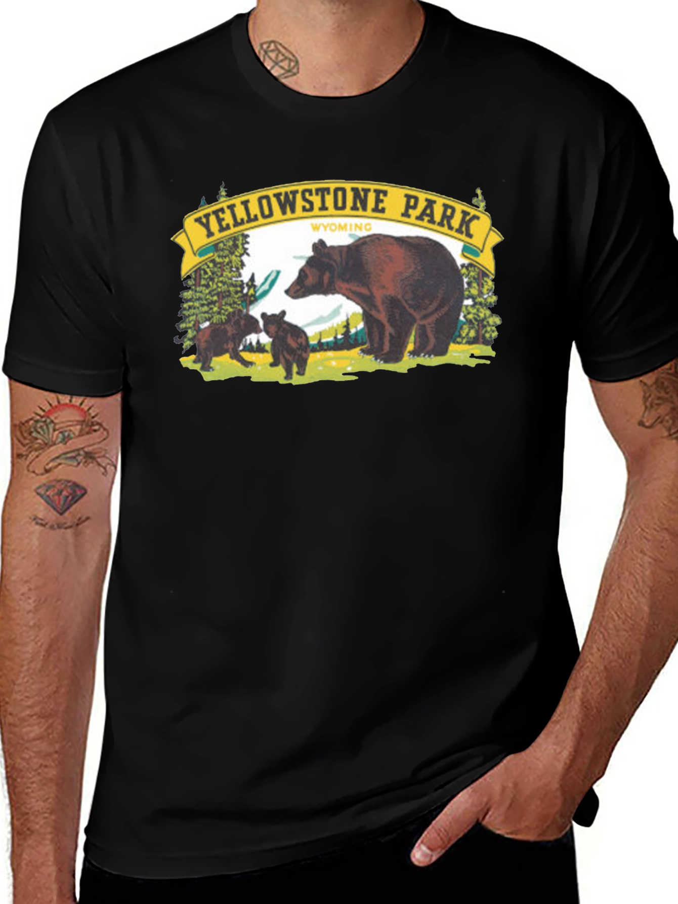 Yellowstone Park Graphic T-Shirt - Bear Family