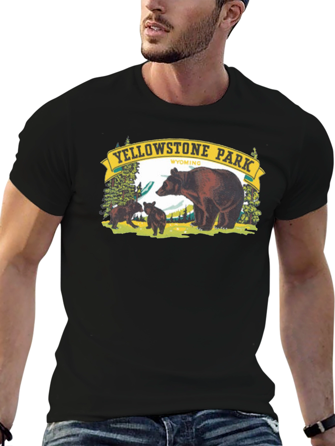 Yellowstone Park Graphic T-Shirt - Bear Family