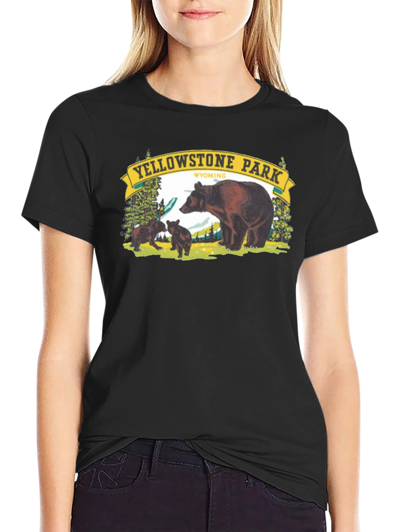 Yellowstone Park Graphic T-Shirt - Bear Family