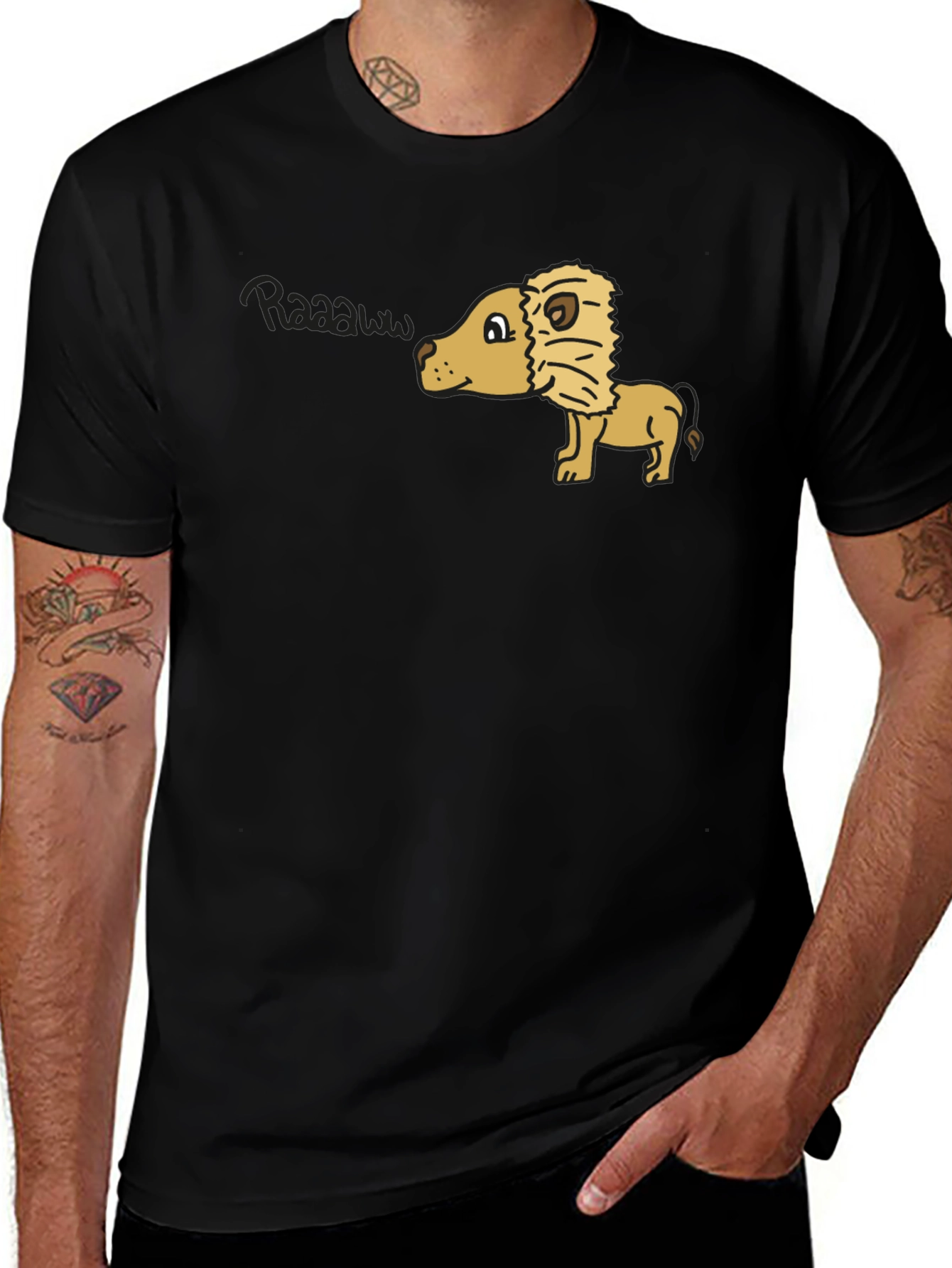 Lion Raaaaw T-Shirt - Black Cotton Tee