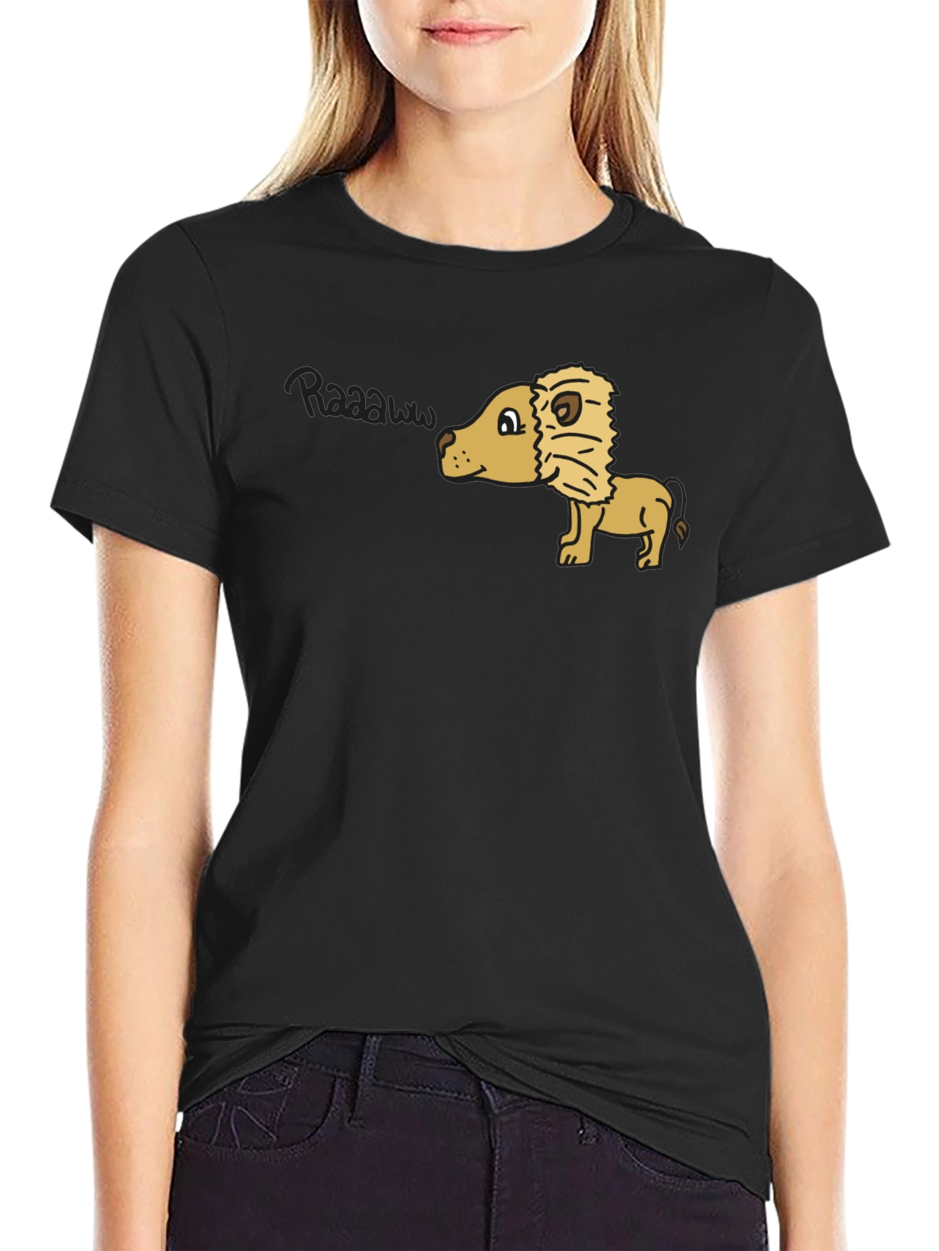 Lion Raaaaw T-Shirt - Black Cotton Tee
