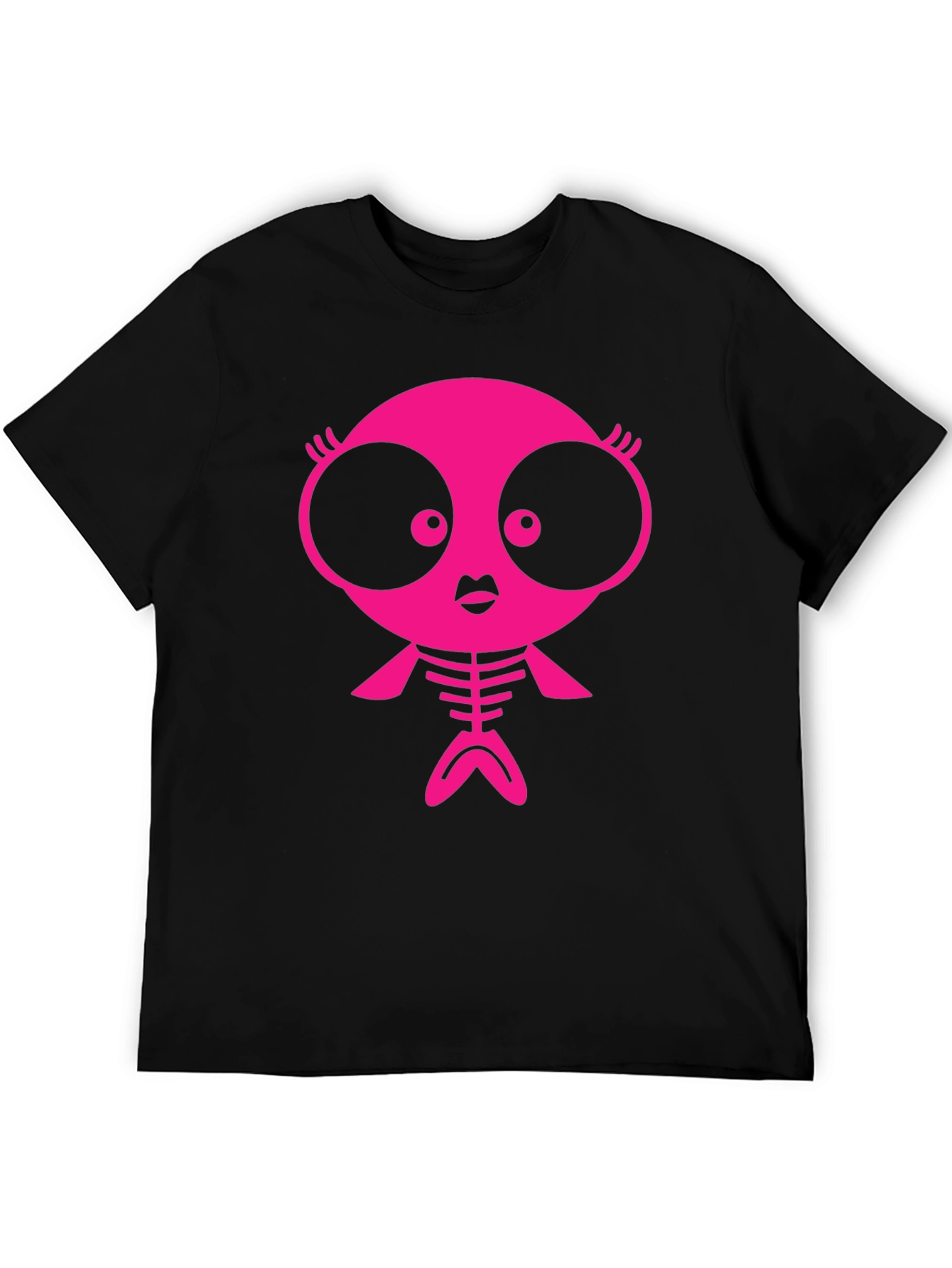 Funky Pink Creature Graphic Black T-Shirt