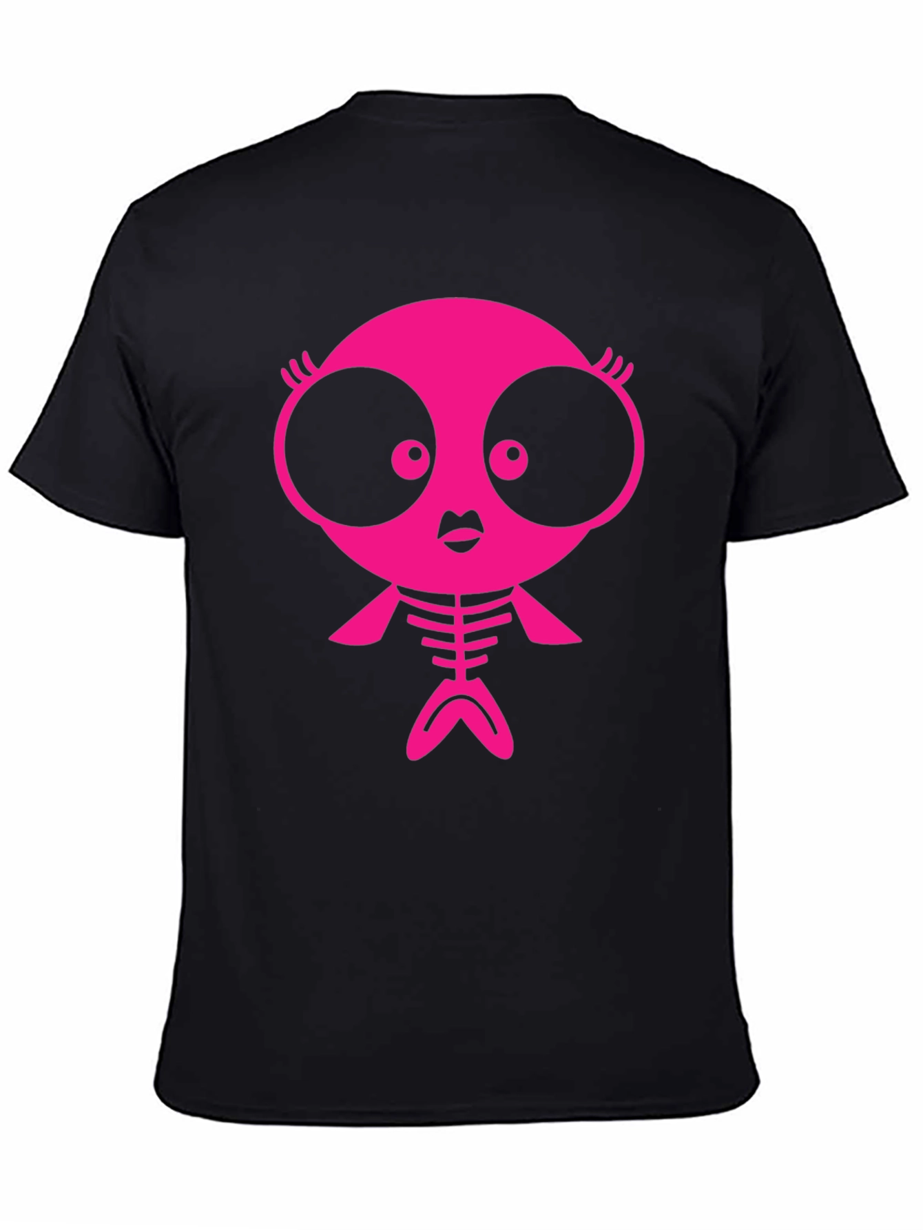 Funky Pink Creature Graphic Black T-Shirt