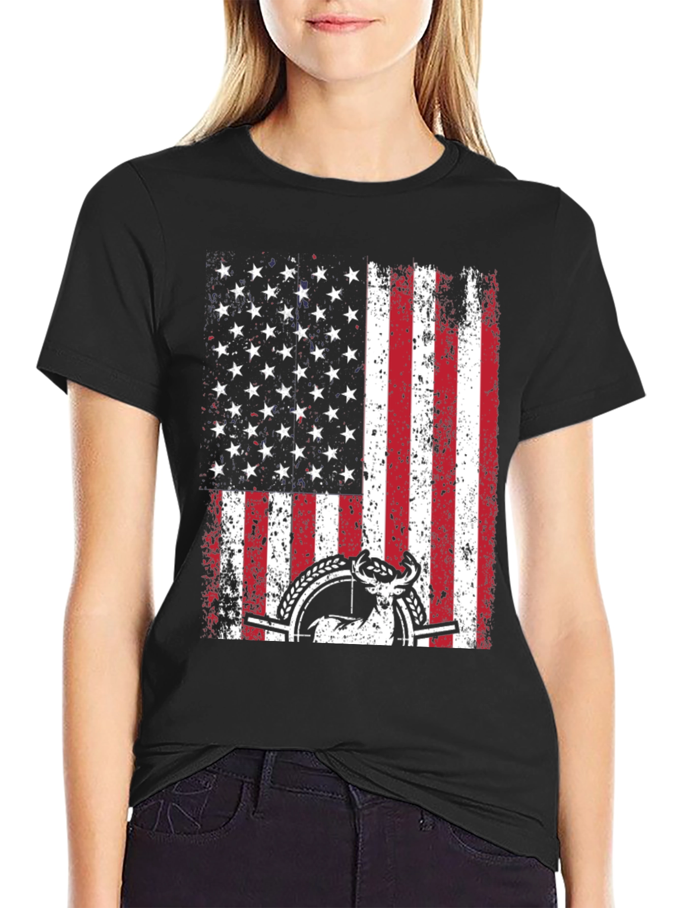 American Flag Deer Hunting Graphic Tee