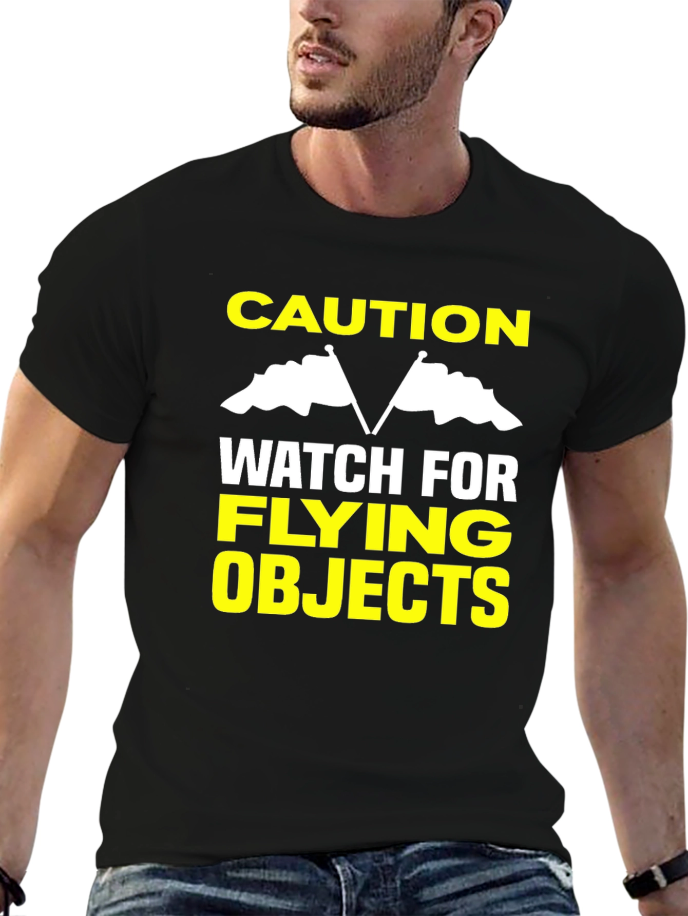 Caution Flying Objects T-Shirt - Funny Warning Tee