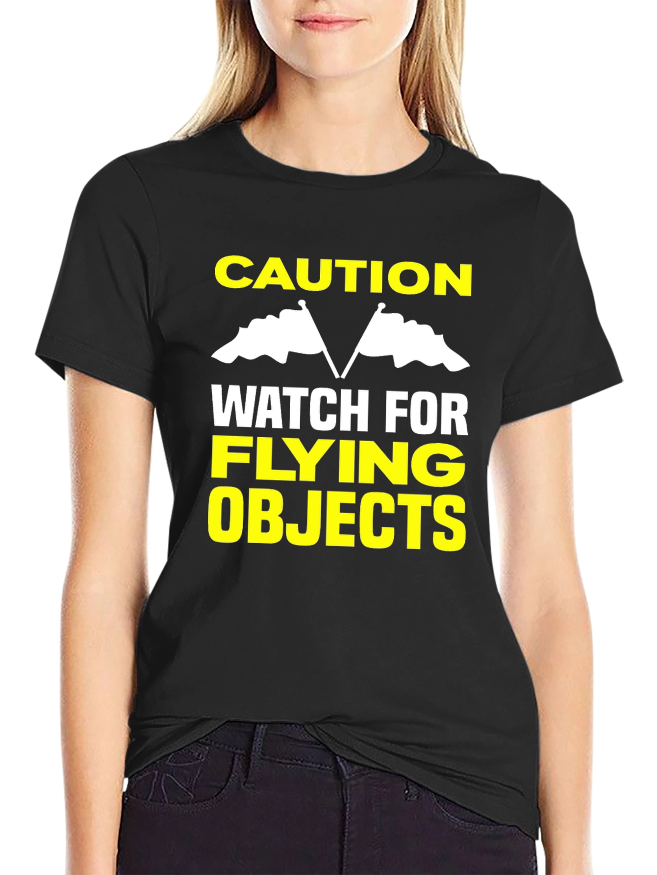 Caution Flying Objects T-Shirt - Funny Warning Tee