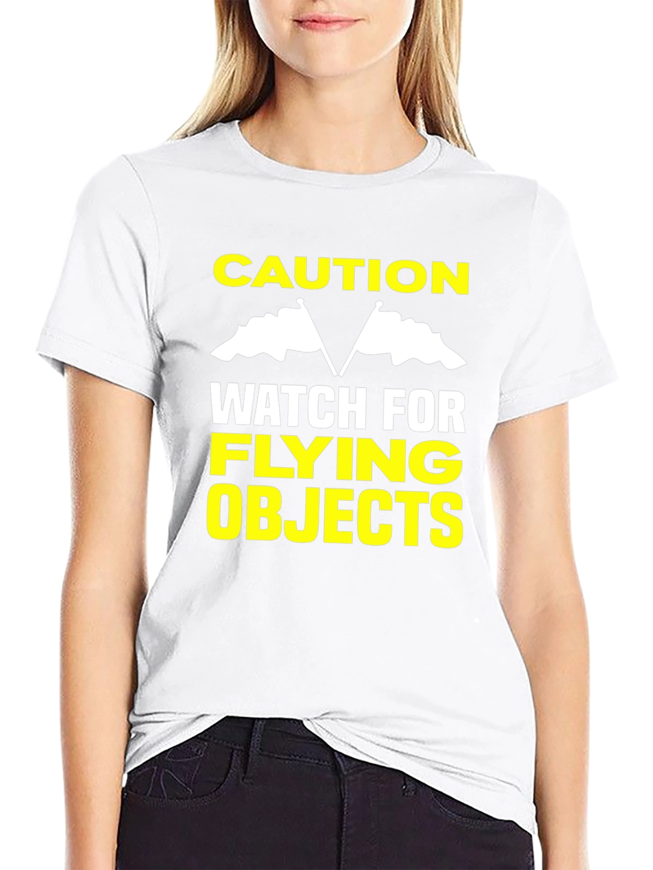 Caution Flying Objects T-Shirt - Funny Warning Tee