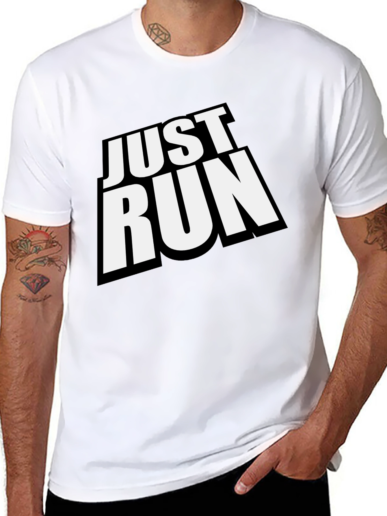 Just Run Black Graphic Tee for Active Lifestyles