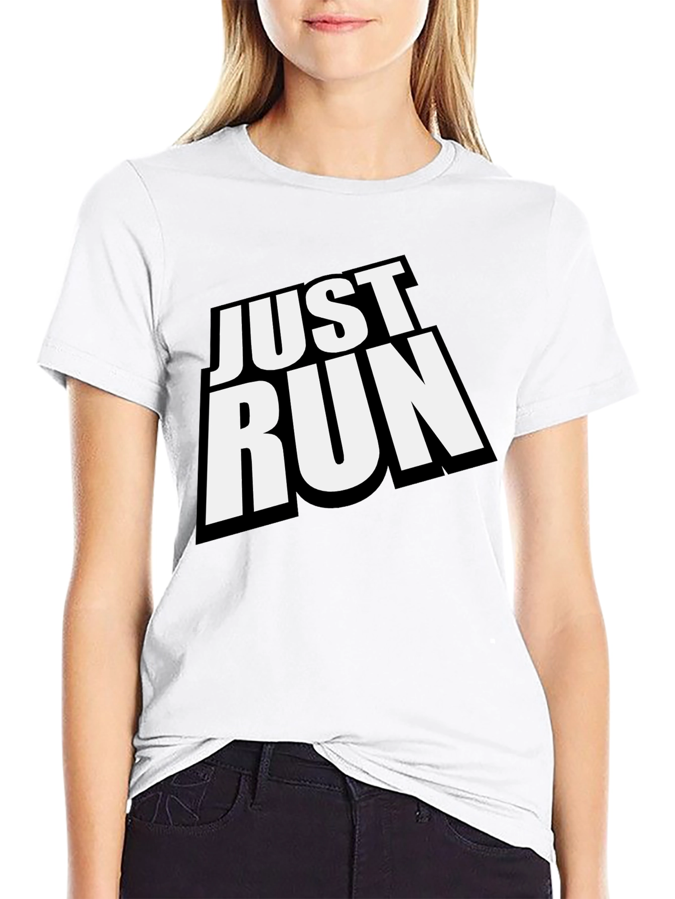 Just Run Black Graphic Tee for Active Lifestyles