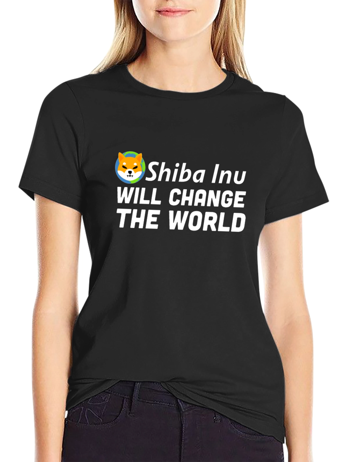 Shiba Inu Will Change the World Black T-Shirt