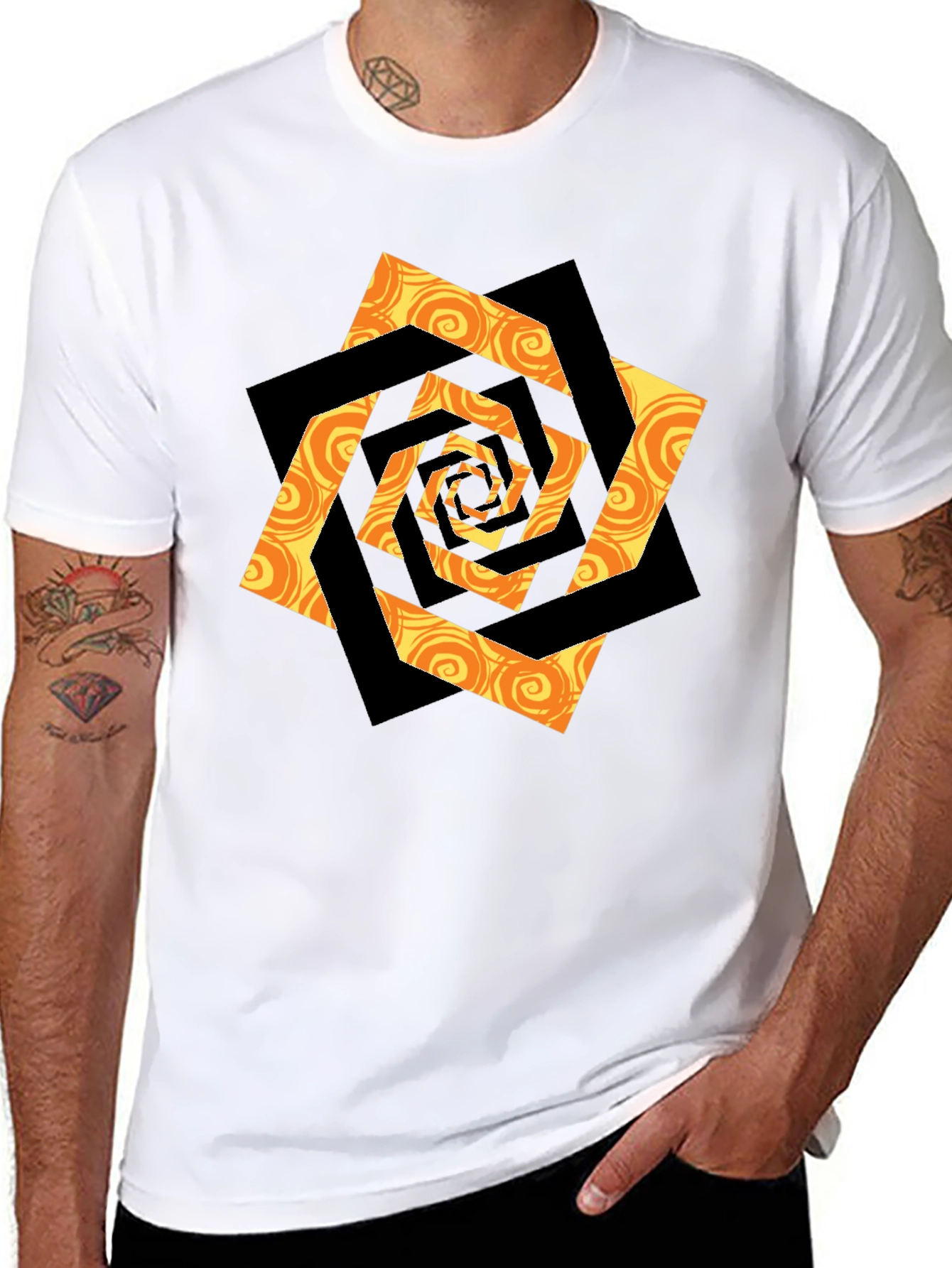 Swirl Geometric Graphic Black T-Shirt