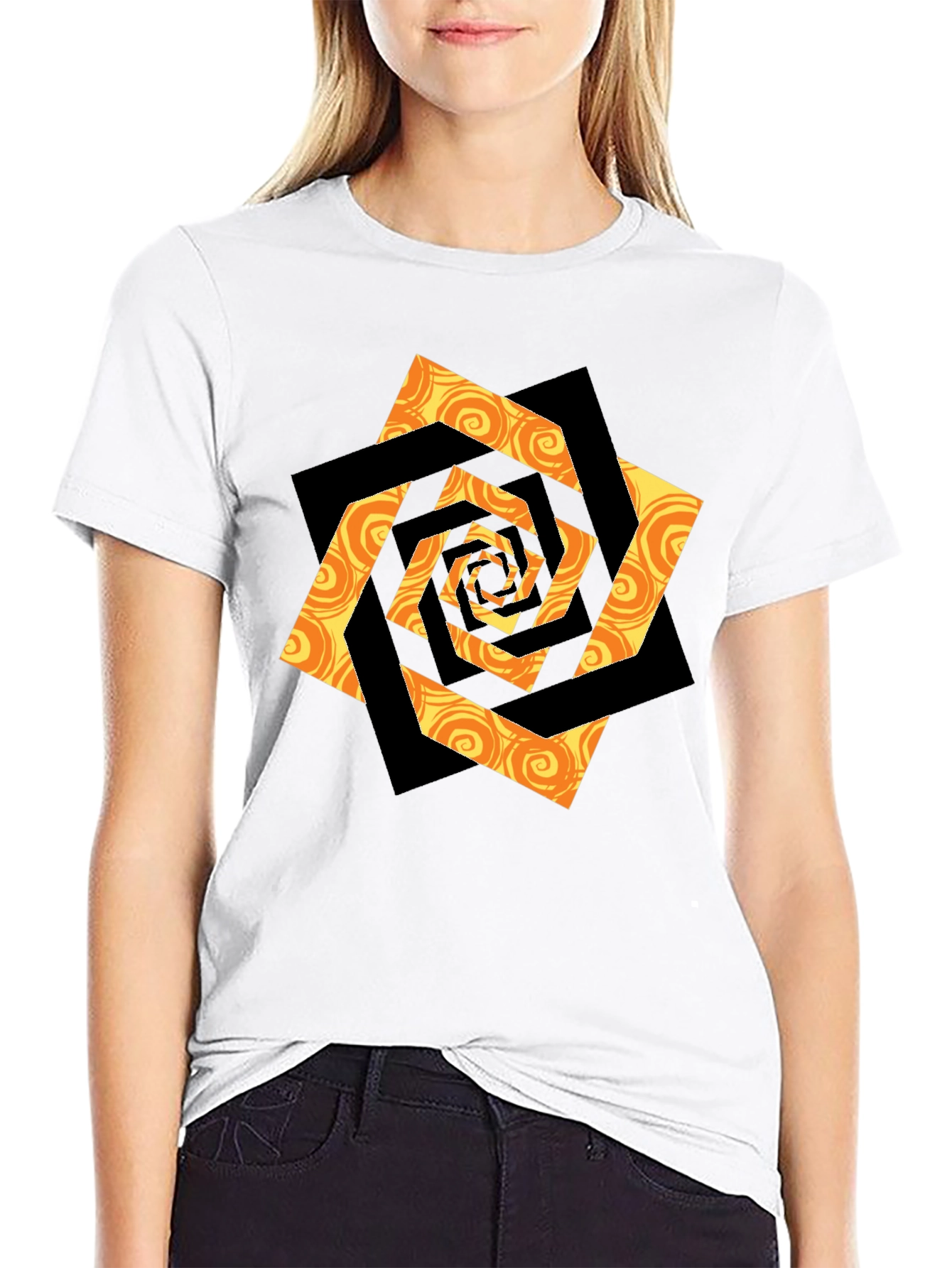Swirl Geometric Graphic Black T-Shirt