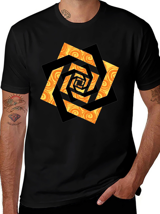Swirl Geometric Graphic Black T-Shirt